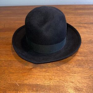 Banana Republic Black Wool Fedora Hat M/L 100% Angora Rabbit Hair Made in Italy